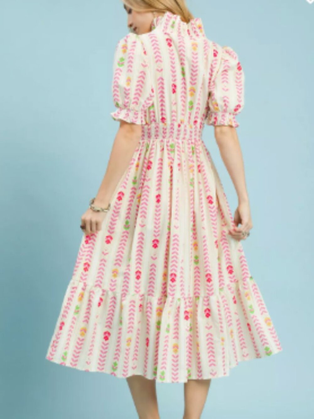 Umgee Vibrant Ruffle Smocked Midi Dress - Picture 4 of 4